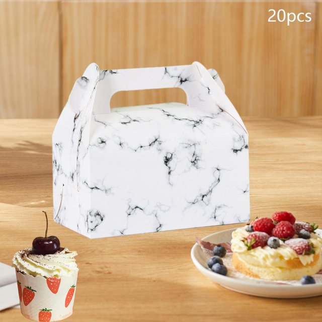 20x cajas para pasteles de panadería con asa, caja para cupcakes, caja para postres y magdalenas, Cajas de Regalo de panadería para bodas, Picnic, negro