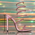 thumbnail image 6 of Womens High Heels Sexy Rhinestone Strappy Heeled Sandals Open Toe Slip on Backless Stilettos Dressy Pumps Shoes Pink Size 8.5, 6 of 8