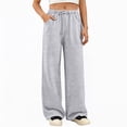 thumbnail image 4 of Sweatpants Womens 2026 Fall Baggy Wide Leg Sweatpant Fleece Lined Straight Leg Sweat Pants 28" 29" Inseam Light Gray S, 4 of 6