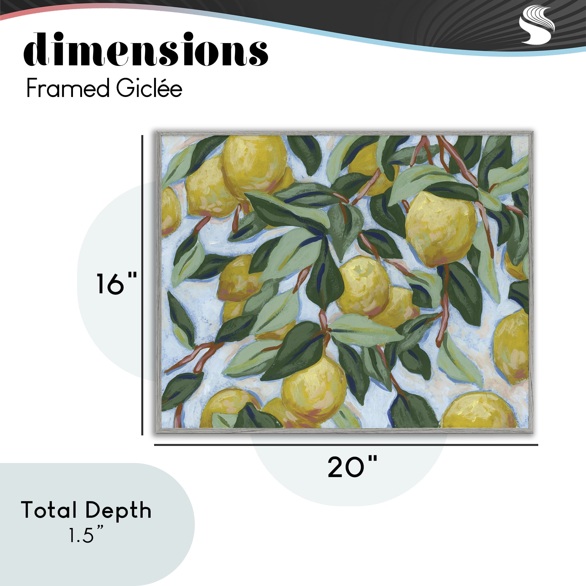 Stupell Industries Summer Citrus Tree Gray Framed Giclee Art, design by June Erica Vess