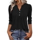 thumbnail image 1 of Tops de Color Sólido para las Mujeres Casual Tres Cuartos de Manga Cuello en V Suelta Camiseta Top Blusas para Uso Diario Y de Fiesta, 1 of 5