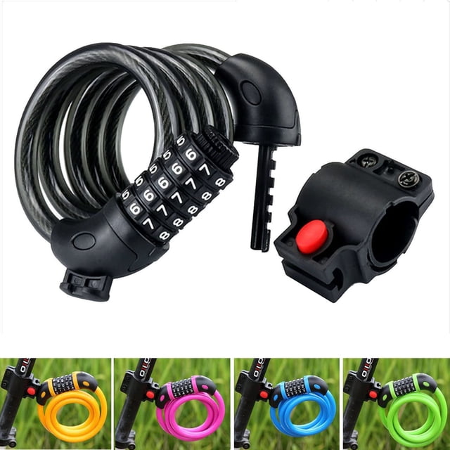 Bike Lock High Security 5 Digit Resettable Combination Coiling Cable Lock Best for Bicycle Outdoors, 1.2mx12mm Black