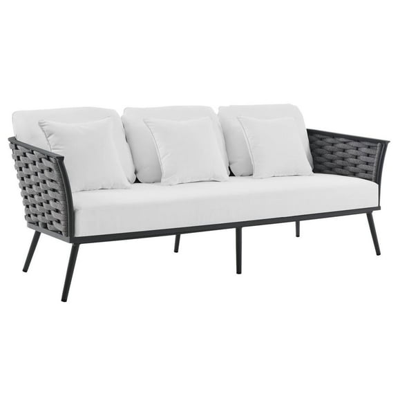 Modway Stance Aluminum & Fabric Patio Sofa in Gray and White