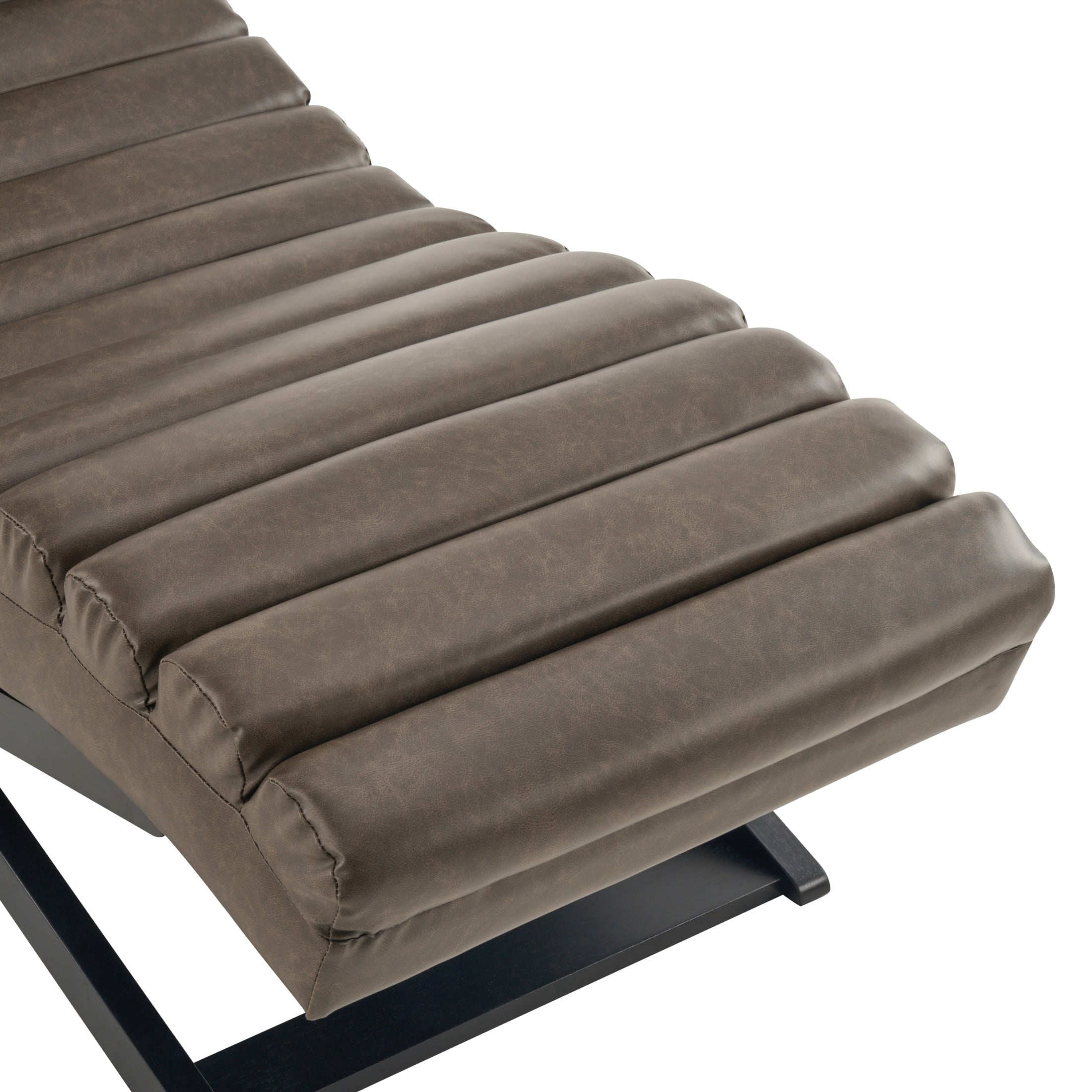 Christopher Knight Home Modern Faux Leather Curved Chaise Lounge with Solid Wood Base, Brown