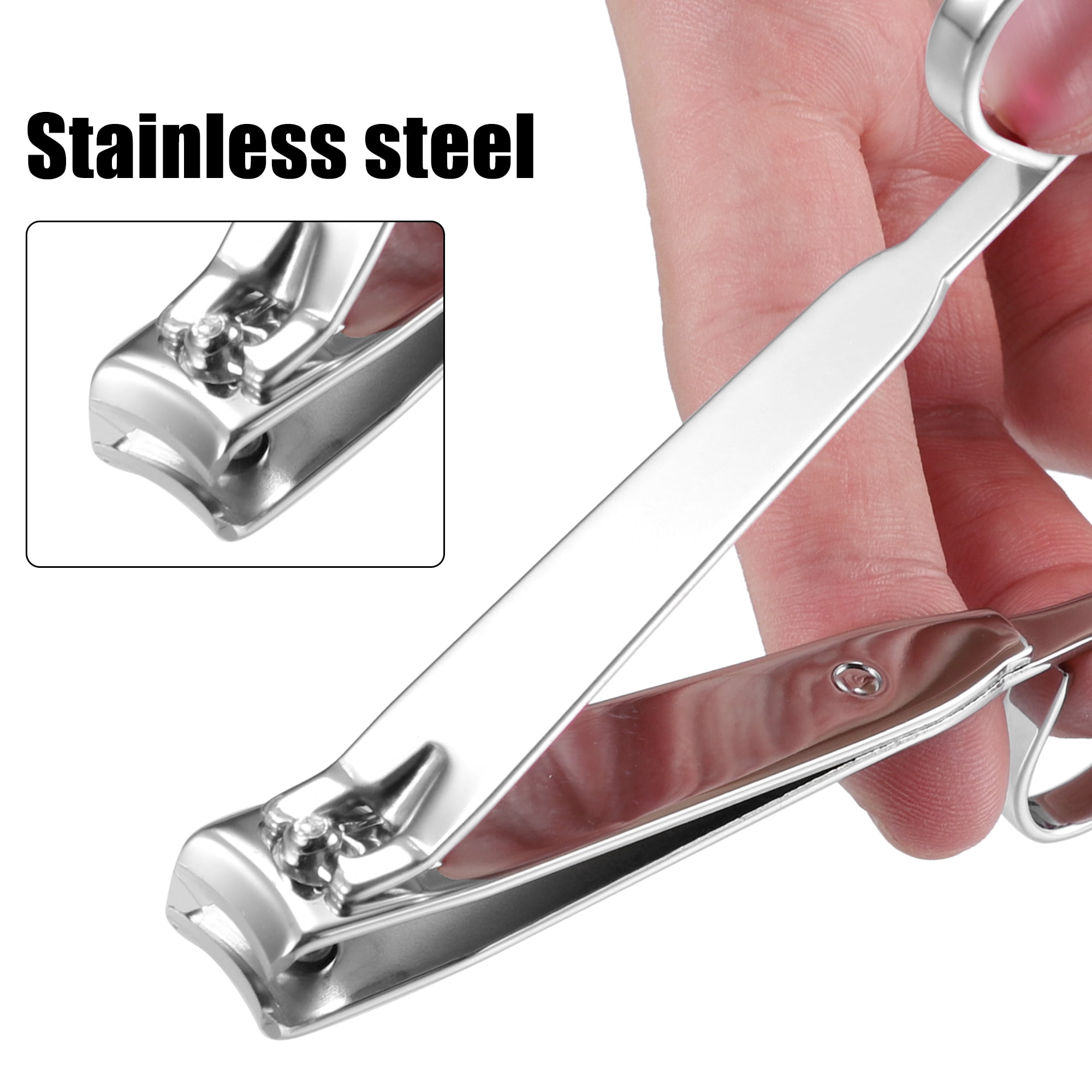 Unique Bargains 2 Pcs Nail Cutter Set Professional Nail Clippers for Travel Silver Stone