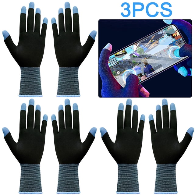 3 pares guantes pantalla táctil para PUBG E-Sports Sara Gaming () Azul