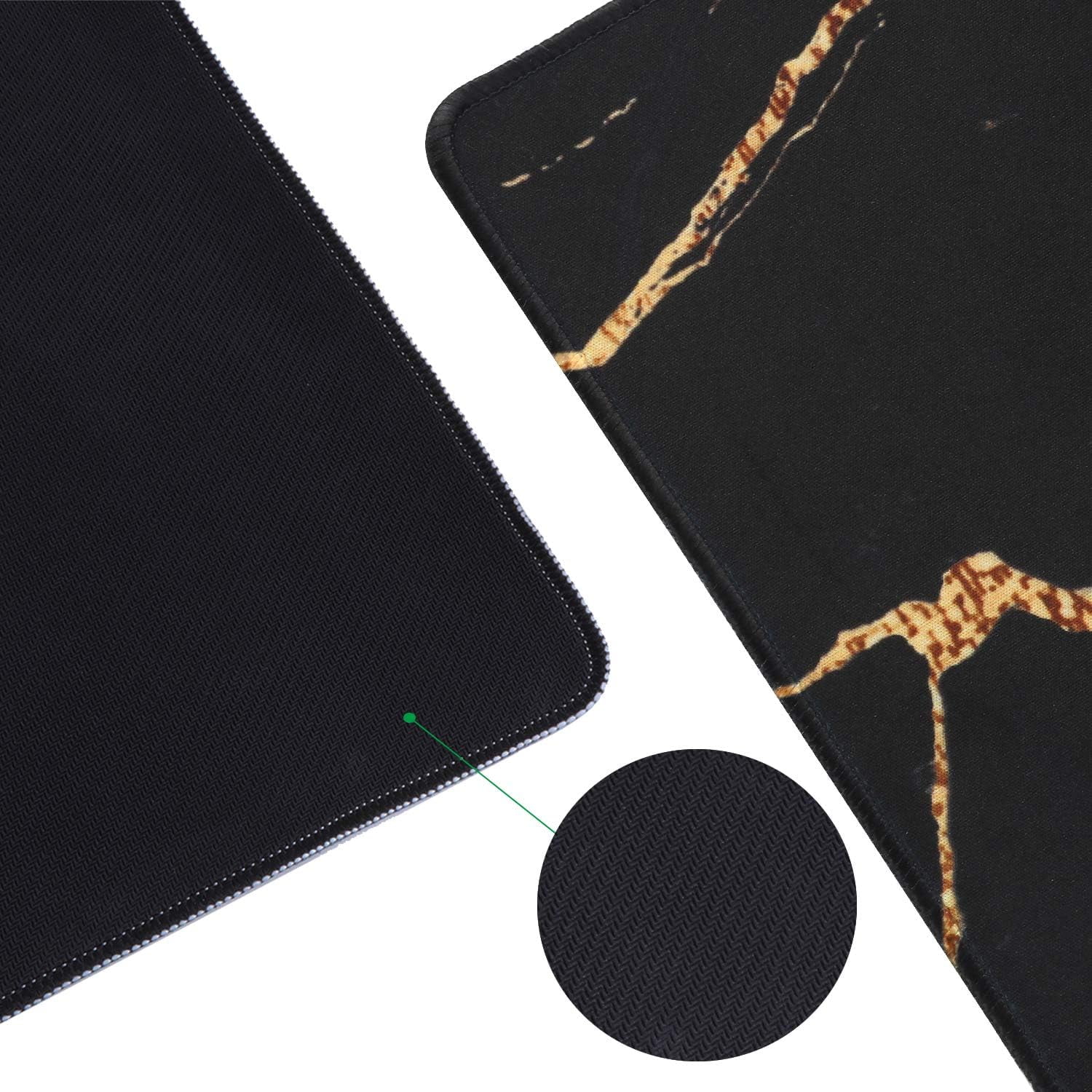 Extended Gaming Mouse Pad - Non-Slip Water-Resistant Rubber Base Computer Keyboard Mouse Mat, Desk Pad 35.1 x 15.75-inch 2.5mm Thick XX-Large, Ideal Partner for Work & Game,Black Gold