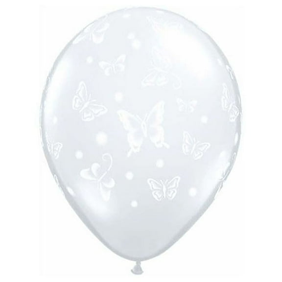 11 inch Butterflies A Round Diamond Clear Latex Balloons (6 Pack) - Party Supplies Decorations