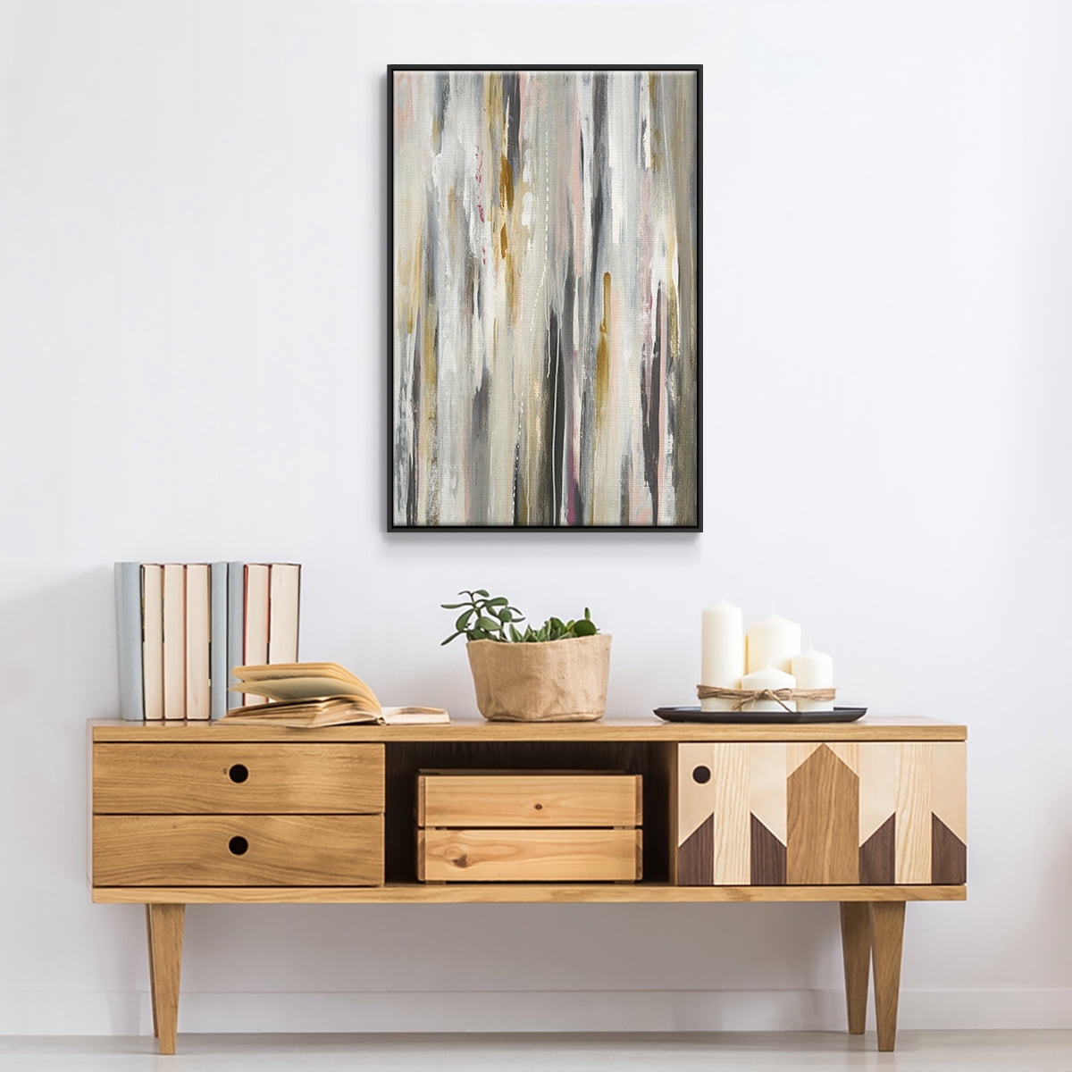 Color Ripple Framed Premium Gallery Wrapped Canvas - Ready to Hang - 27 x 41 - Black Floating Frame