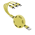 thumbnail image 1 of Câble de Charge USB Rétractable Universel 3 en 1, 3.3 Pieds/1m, 1 of 5