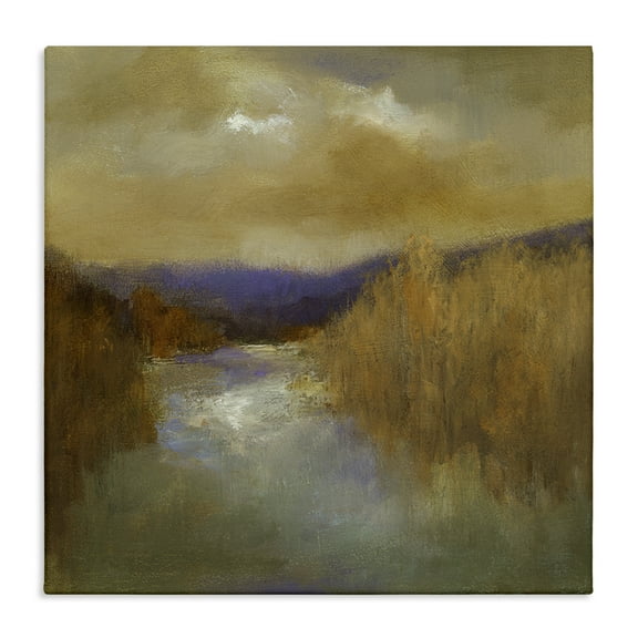 Stupell Industries Moody Shadowed River Landscape & Nature Painting Wrapped Canvas Art Print Wall Art, 17 x 17
