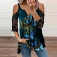 thumbnail image 2 of Mujeres Verano Cremallera Cuello en V Encaje Costura Manga corta Estampado sin tirantes Camiseta Tops Blusas Pompotops  hkajfhjk464439, 2 of 5