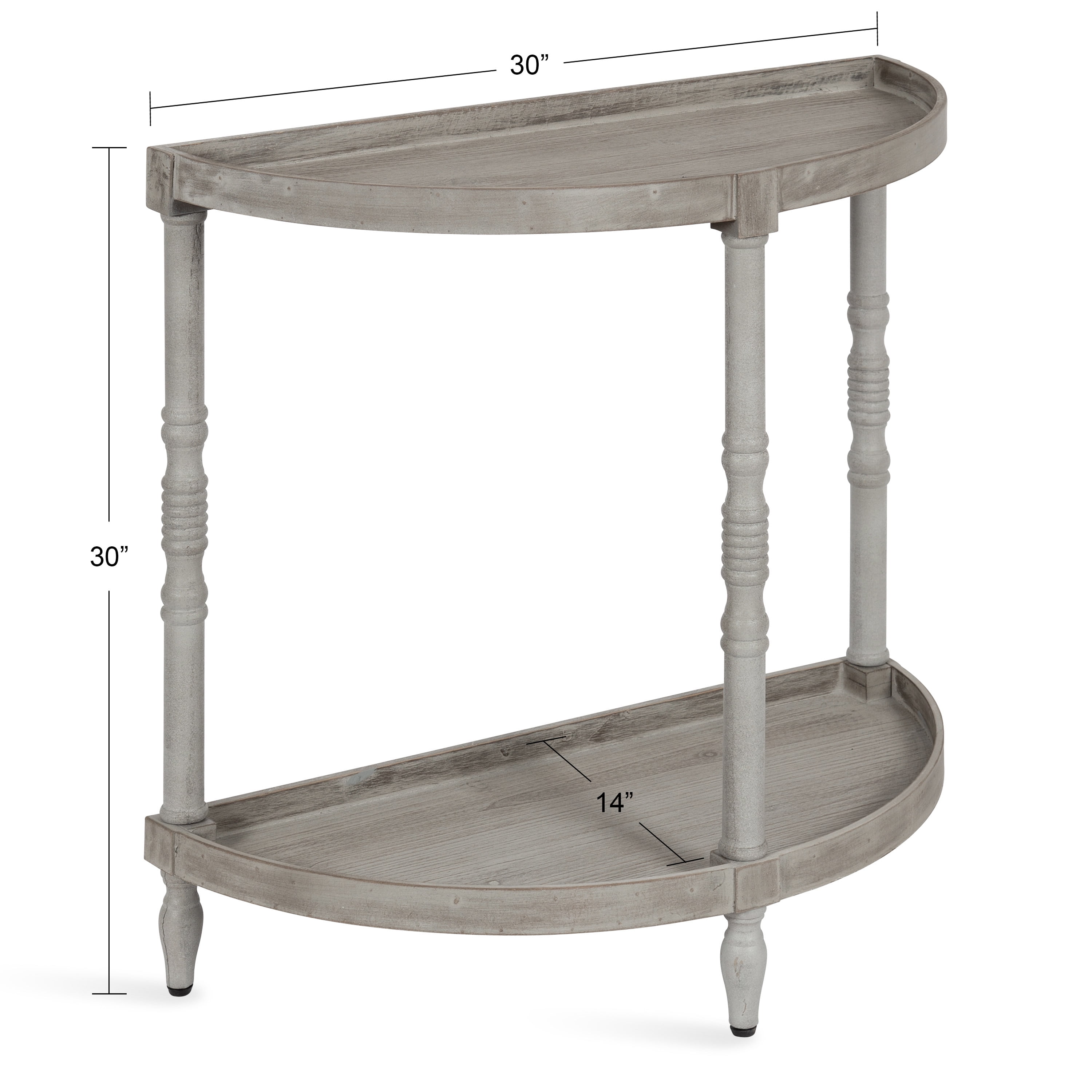 Kate and Laurel Bellport Farmhouse Demilune Console Table, 30 x 14 x 30, Rustic Gray, Rustic Accent Table for Storage and Display