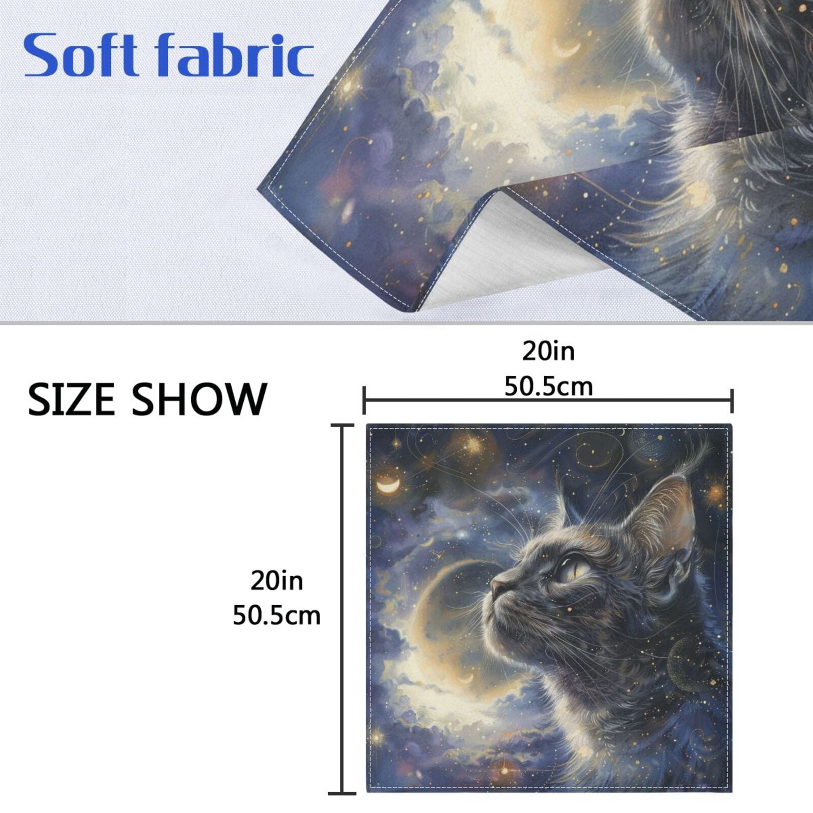 JSTEL Cat Kitten Starry Sky Galaxy Cloth Napkins Set of 6, 20x20 Inch Washable and Reusable Napkin for Decoupage Dinner Party Everyday Use