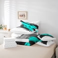 thumbnail image 6 of Homewish Black Teal Splash 7-Piece Bedding Comforter Set For Teens Boys Girls,Abstract Graffiti King Bedding Sets,Vintage Aesthetic Ultra Soft Bed Sheets,Luxury Bedroom Decor,Reversible, 6 of 8