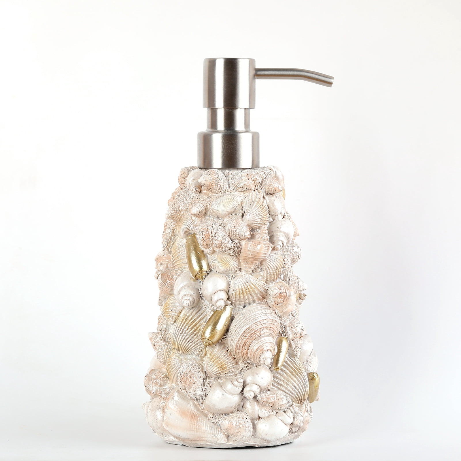 WiMiFar Sea Shell Soap/Lotion Dispenser - 17oz Coastal Bathroom Decor with Leakproof Design