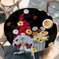 thumbnail image 2 of Black Gnomes Daisy Round Tablecloth, Fitted Table Cover with Elastic for 36"-44" Round Tables, Pastoral Country Garden Floral Table Cloth Outdoor Indoor Dinning Party Waterproof Tablecloths, 2 of 7