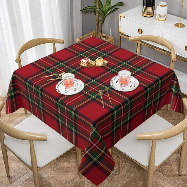 Checkered Christmas Tablecloth Square 60x60 Inch,Red Green Retro Plaid Table Cloth,Stain Resistance Polyester Winter Xmas Holiday Table Covers for Kitchen Dining,Small Tablecloth for Parties Picnic