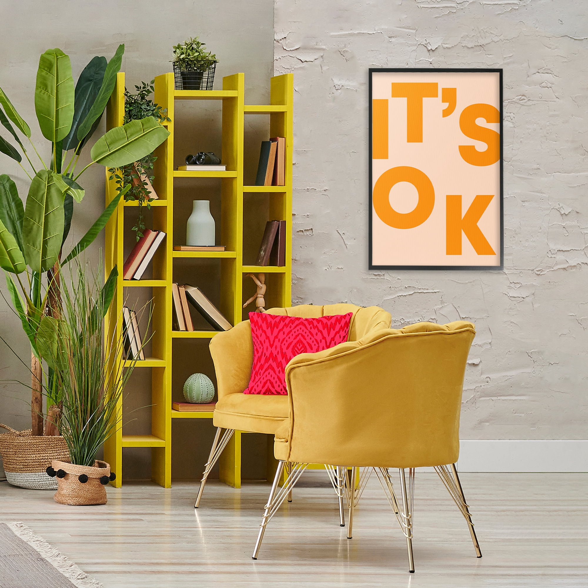 Stupell Industries It's OK Typography Typography Painting Black Framed Art Print Wall Art, 20 x 30