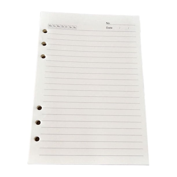 Papel de relleno de hojas sueltas A5 de 80 páginas, papel de repuesto para cuaderno de espiral de 6 agujeros para hombres y mujeres