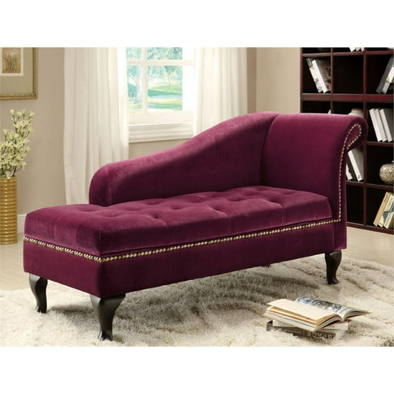 Furniture Of America Demetria Tufted Storage Chaise Lounge In Red