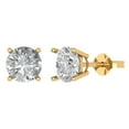 thumbnail image 2 of 3 Ct Round Cut Studs Clear Crystal 18K Yellow Solid Gold Everyday Dainty Earrings Push Back, 2 of 7