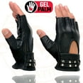 thumbnail image 5 of Milwaukee Leather SH461 Women's Black Leather Gel Palm Fingerless Motorcycle Hand Gloves 3X-Large, 5 of 7