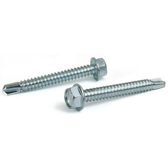 #12 x 3 1/2" Self-Drilling Screws / Unslotted / Hex Washer Head / Steel / Zinc - 600 Piece Carton
