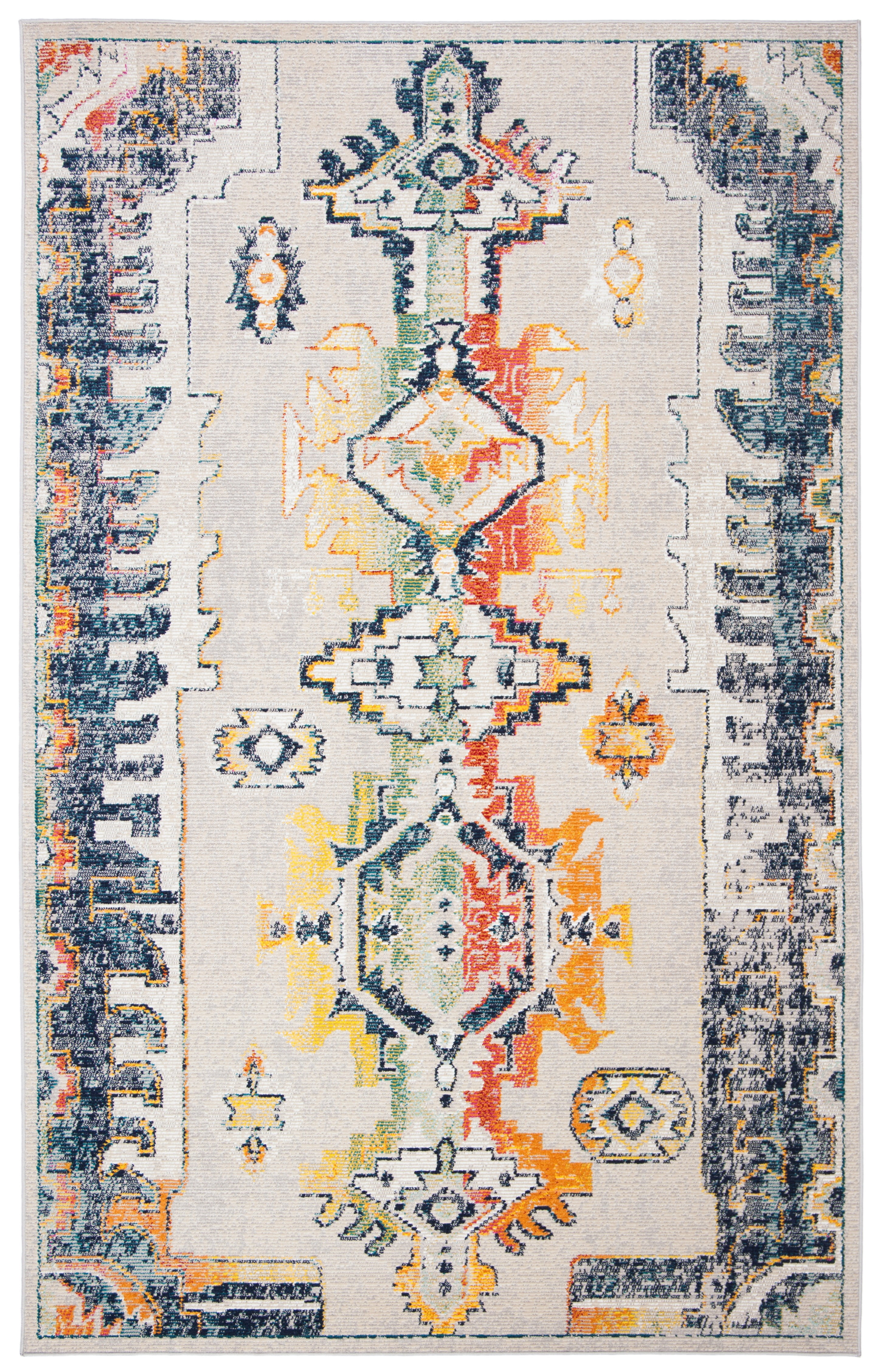 SAFAVIEH Crystal Qiana Oriental Area Rug, Light Gray/Orange, 4' x 6'