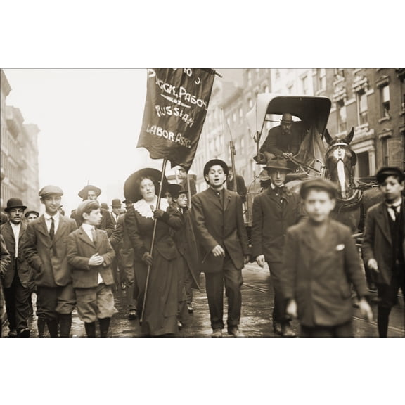24"x36" Gallery Poster, Labor Day parade, marchers of Russian Labor Assn., New York. 1909