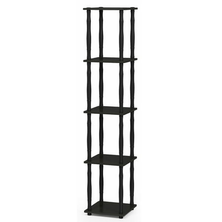 Cottage Square Rack - Furinno Turn-N-Tube 5-Tier Corner Square Rack Display Shelf with Classic Tube, Espresso/Black