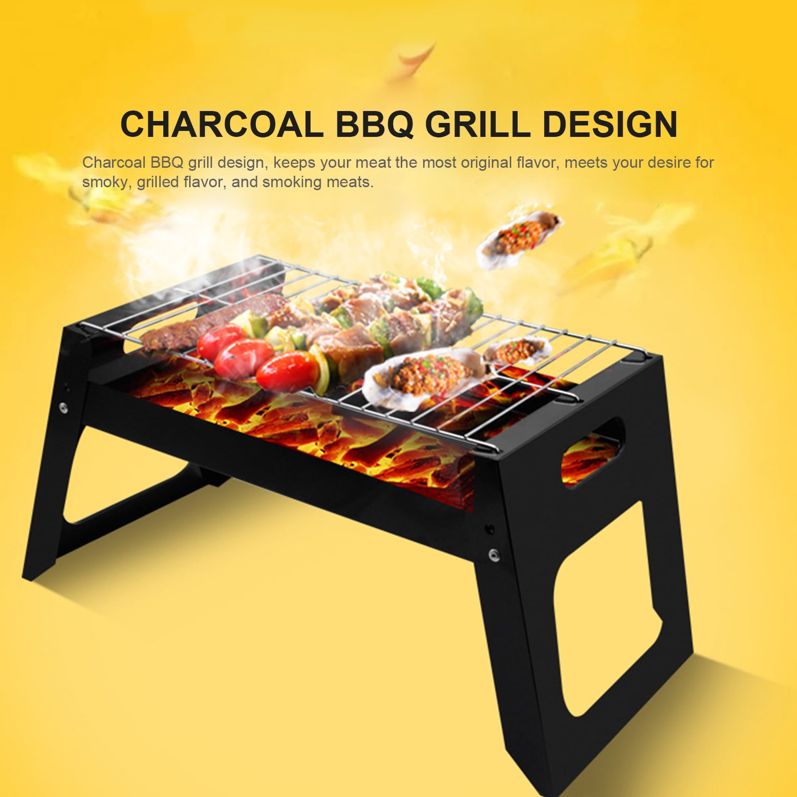 Foldable Folding BBQ Barbecue Flat Pack Portable Camping Outdoor Garden Grill 
