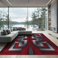 thumbnail image 2 of ODIKA 8'x10' Washable Area Rug Squares Bold Block Border Long Interlocking Geometric Abstract Refined for Living Room, Under Sectional, Family , Durable, Non-Slip, 2 of 7