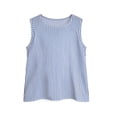 thumbnail image 5 of DxhmoneyHX Girls Workout Tank Tops Crew Neck Sleeveless Active Striped Print Yoga Shirts Loose Fit Summer Lightweight Kids Qucik Dry Running Tees, 5 of 6