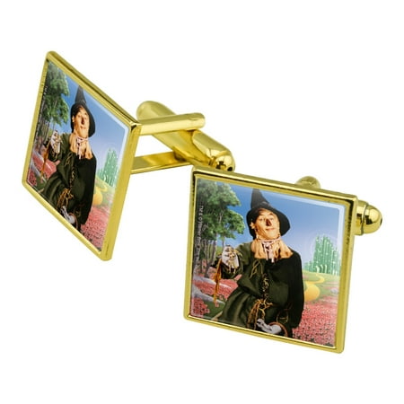 Wizard of Oz Scarecrow Character Square Cufflink Set - Silver or Gold