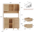 thumbnail image 7 of Rovaurx 70.9" Kitchen Pantry Cabinet with Microwave Shelf, Rattan Freestanding Storage Cabinet with Charging Station, Sideboard Buffet Cabinet with Drawers and Doors, Natural KBG002ME, 7 of 7