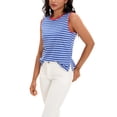 thumbnail image 4 of ATHLECHIC Women's Tank Top Striped Color Block Side Slits Crew Neck Summer Sleeveless Tops 2XL Blue Red, 4 of 5