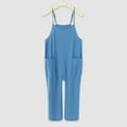 thumbnail image 5 of Sopiago Girls' Casual Sleeveless Jumpsuits Spaghetti Strap Overalls Girls Loose Romper Long Pants with Pockets Blue,9-10 Years, 5 of 7
