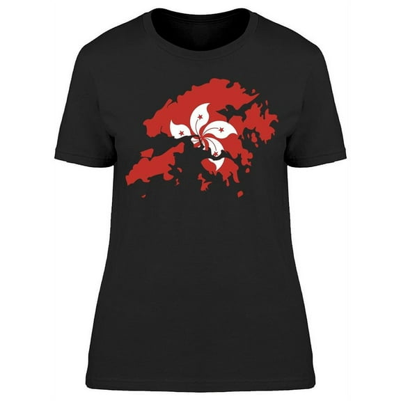 Hong Kong Flag Map T-Shirt Women -Image by Shutterstock, Female x-Large