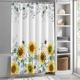 thumbnail image 3 of Yellow Sunflower Floral Fabric Shower Curtain Green Eucalyptus Leaves Washable Shower Curtains for Bathroom, Waterproof Bath Curtain with Hooks Home Decor 36x72in, 3 of 8