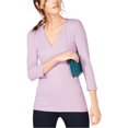 thumbnail image 1 of I.N.C Womens V-Neck Basic T-Shirt, Purple, Large, 1 of 1