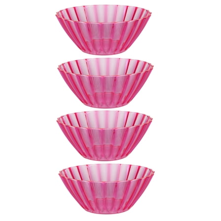 Light Pink Wavy Plastic Bowls 8.5 in Reusable Serving Bowl for Home Kitchen Dining Valentine's Day Holiday Birthday Party Favor Picnic Chips Popcorn Snacks Salad Containers Gift Set of 4