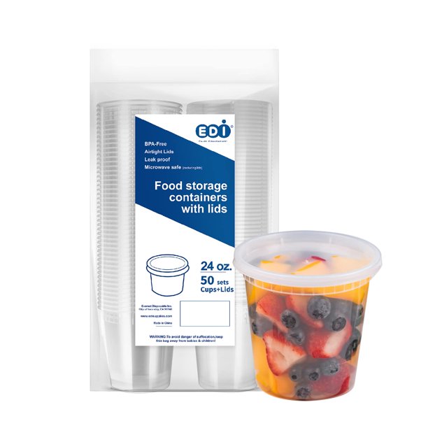 Contenedores de plástico para almacenamiento de alimentos Delicatessen EDI 700 ml (50 juegos)