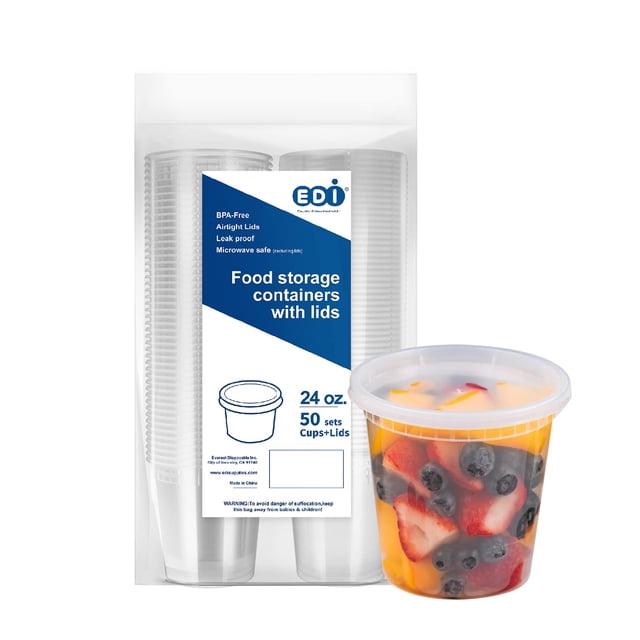 Contenedores de plástico para almacenamiento de alimentos Delicatessen EDI 700 ml (50 juegos)