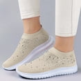 thumbnail image 2 of Dakaela Women's Mesh Walking Shoes Rhinestone Glitter Slip on Jazz Latin Dance Sock Sneakers Beige 5.5, 2 of 5