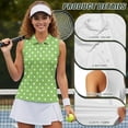 thumbnail image 6 of Yuyamidu Green Polka Dots Ladies Golf Shirts Elastic Tennis 3 Buttons Sleeveless Sport Wear Moisture Wicking Shirts for Women Size XS, 6 of 7