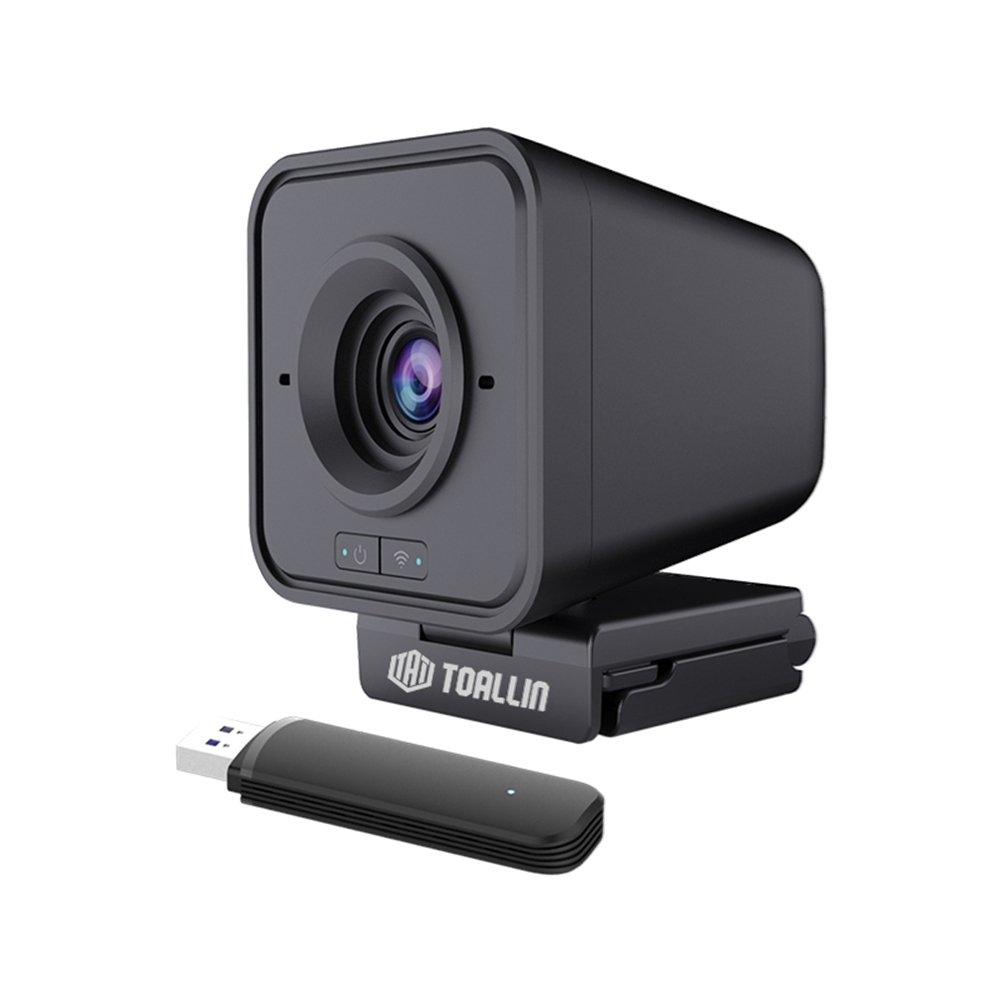 TOALLIN WL168 1080P Wireless Fixed Focus FHD Webcam with Noise-Cancelling Built-in Microphone for PC,with USB Receiver,Plug & Play