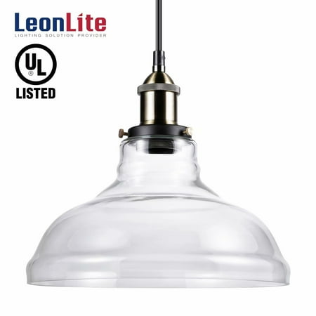 LEONLITE Industrial Glass Pendant Lighting for Kitchen, LED Ceiling (Best Ceiling Light For Small Kitchen)