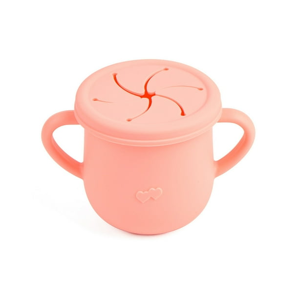 A prueba de derrames, reutilizable, portátil, para bocadillos, taza, silicona, comida casera, almacenamiento de bocadillos, caja de jugo, entrenamiento, mini contenedor, rosa seitruly BA000340-02