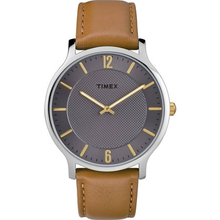 Timex Men's Metropolitan 40mm Brown/Gray Watch, Leather Strap
